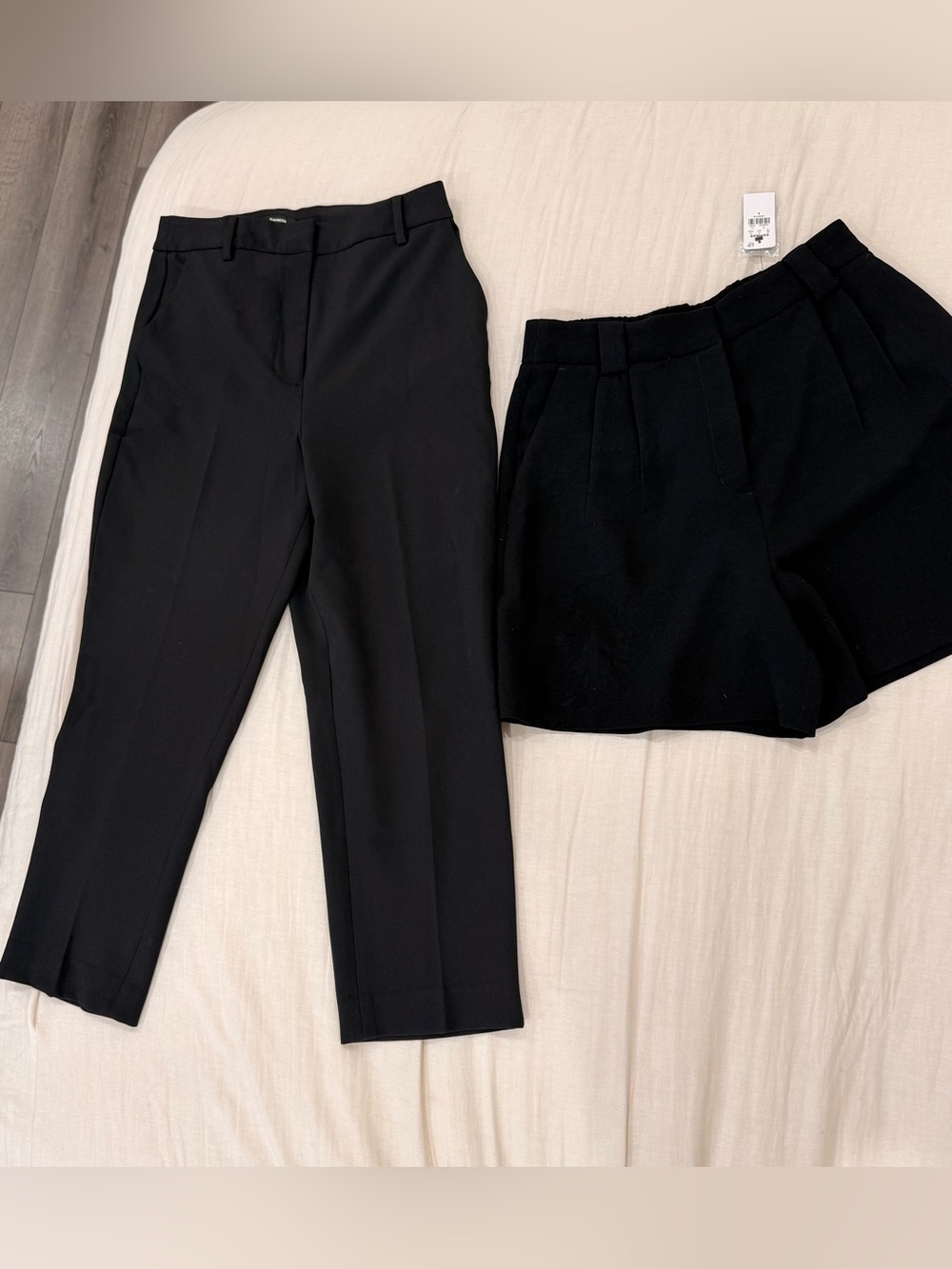 Express Editor Black Tailored Bottoms Set. Pants 6S and shorts nwt 6